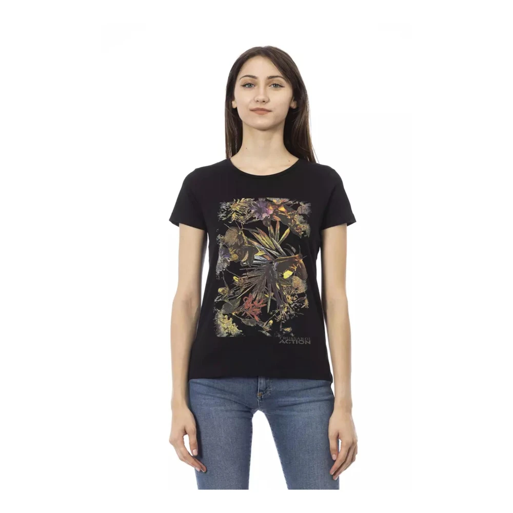 Trussardi Svart Bomull T-shirt med Framsida Tryck Black, Dam