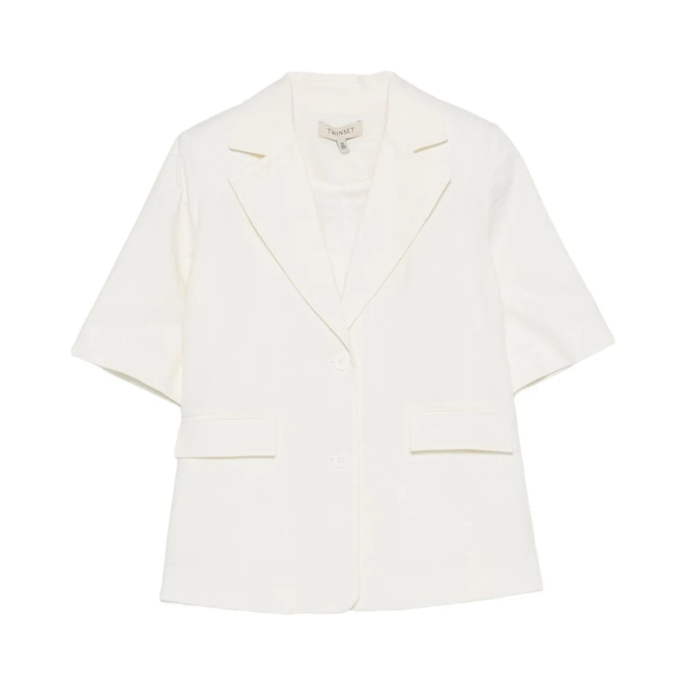 Twinset Girls White Blazer In Lino - Kids Occasion Wear - 10 Y - Kids
