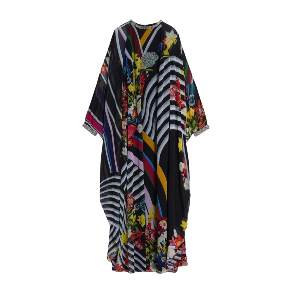 Marina Rinaldi Färgglad Kaftan Klänning med Dekorativa Stenar Multicolor, Dam