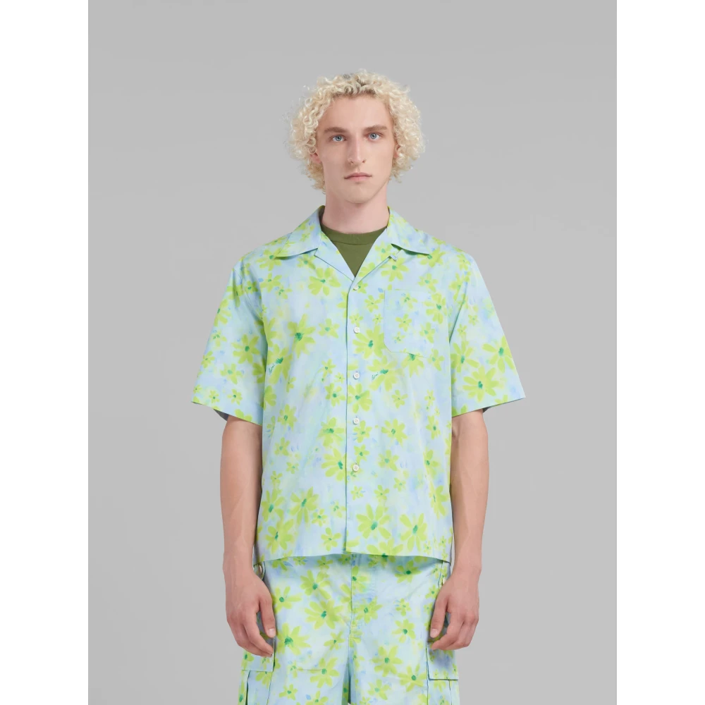 Marni Poplin bowling shirt met parade print Multicolor Heren