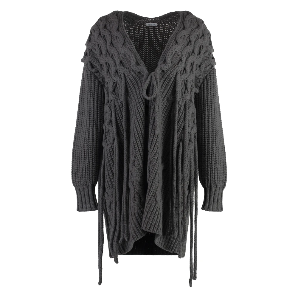 Malo Cashmere Franje Kabelgebreide Vest Gray Dames