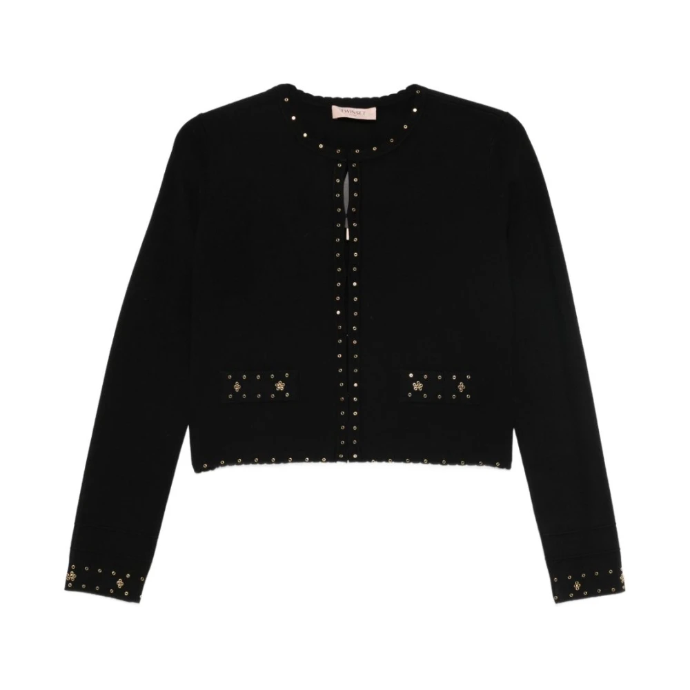 Twinset Women's Black Light Jackets, S, Stud Embellished Jacket