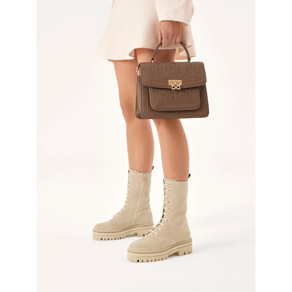 Kazar Leren koffer gemaakt van natuurlijk leer in taupe kleur Beige Dames