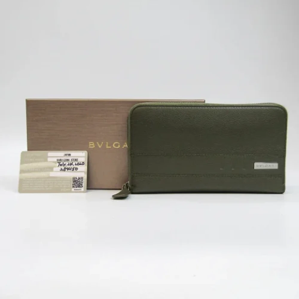 Bvlgari Vintage Pre-owned Leather wallets Green Dames