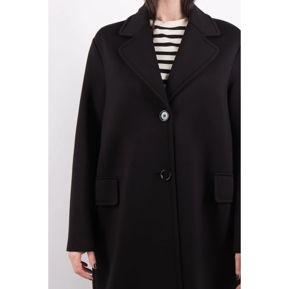 Max Mara Zwarte Jersey Mantel Radice Stijl Black Dames