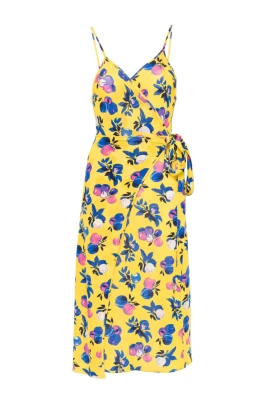 C-Logo Print Wrap Slip Dress