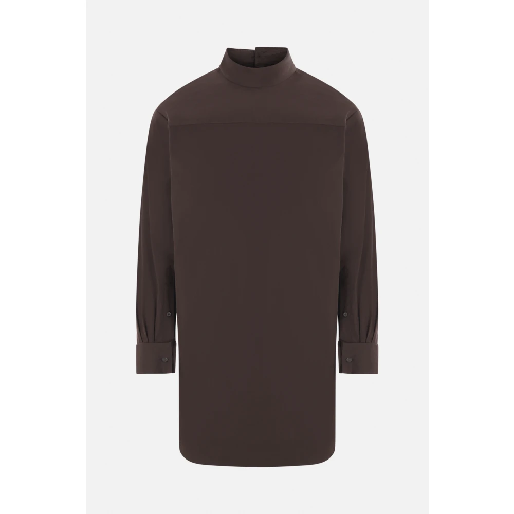 Dries Van Noten Donkerbruine Katoenen Popeline Overhemd Brown Dames