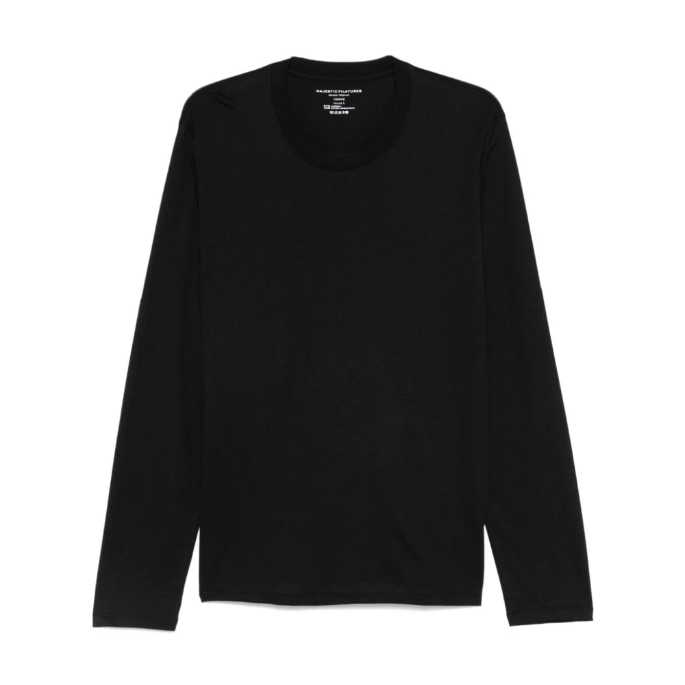 Majestic filatures Zwarte T-shirts en Polos Lichtgewicht Jersey Black Heren