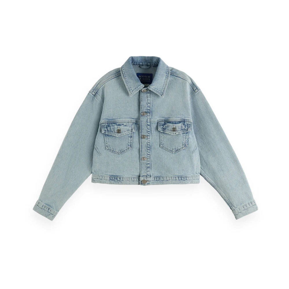 Scotch & Soda Korte Denim Trucker Jack Blauw Blue Dames