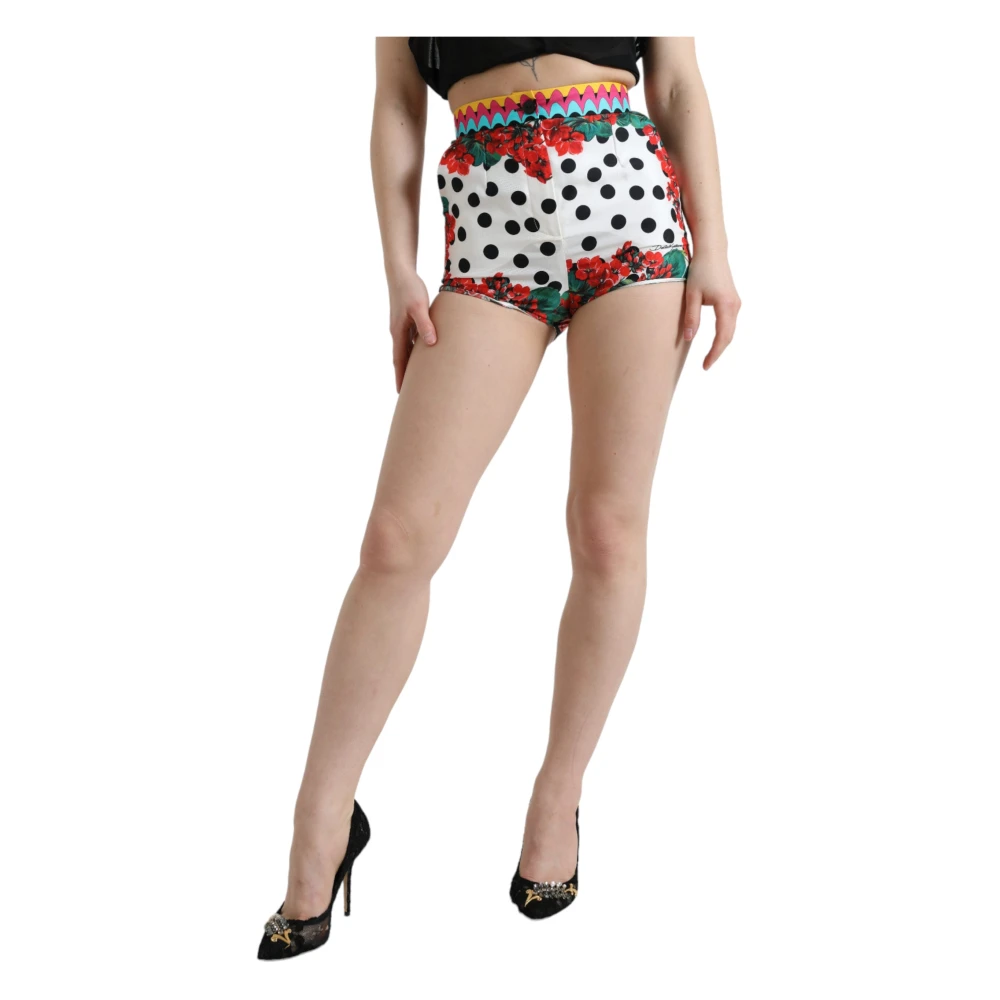 Dolce & Gabbana Hoge Taille Multicolor Zijden Hotpants Multicolor Dames