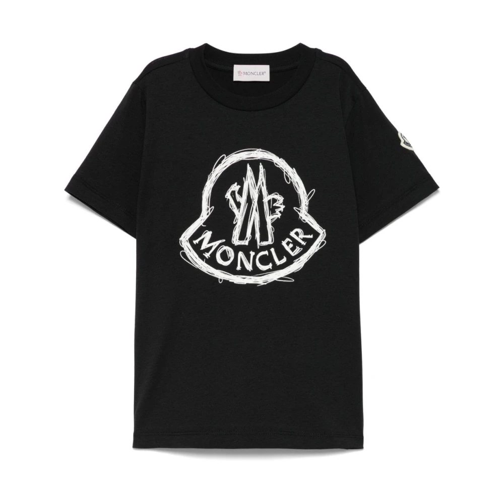 Moncler Barn Arkiv Logotyp Bomull T-shirt Black, Unisex