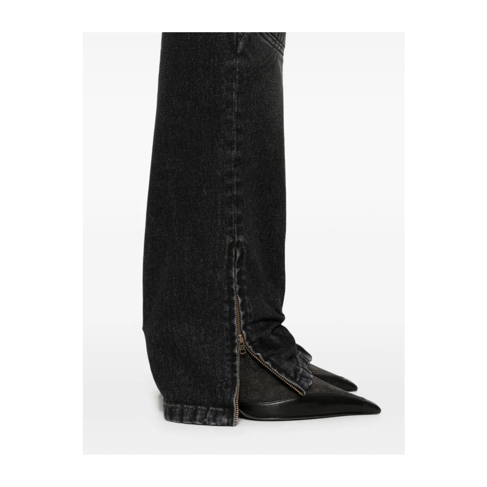 Jean Paul Gaultier Zwarte Denim Jeans met Gewatteerde Panelen Black Dames