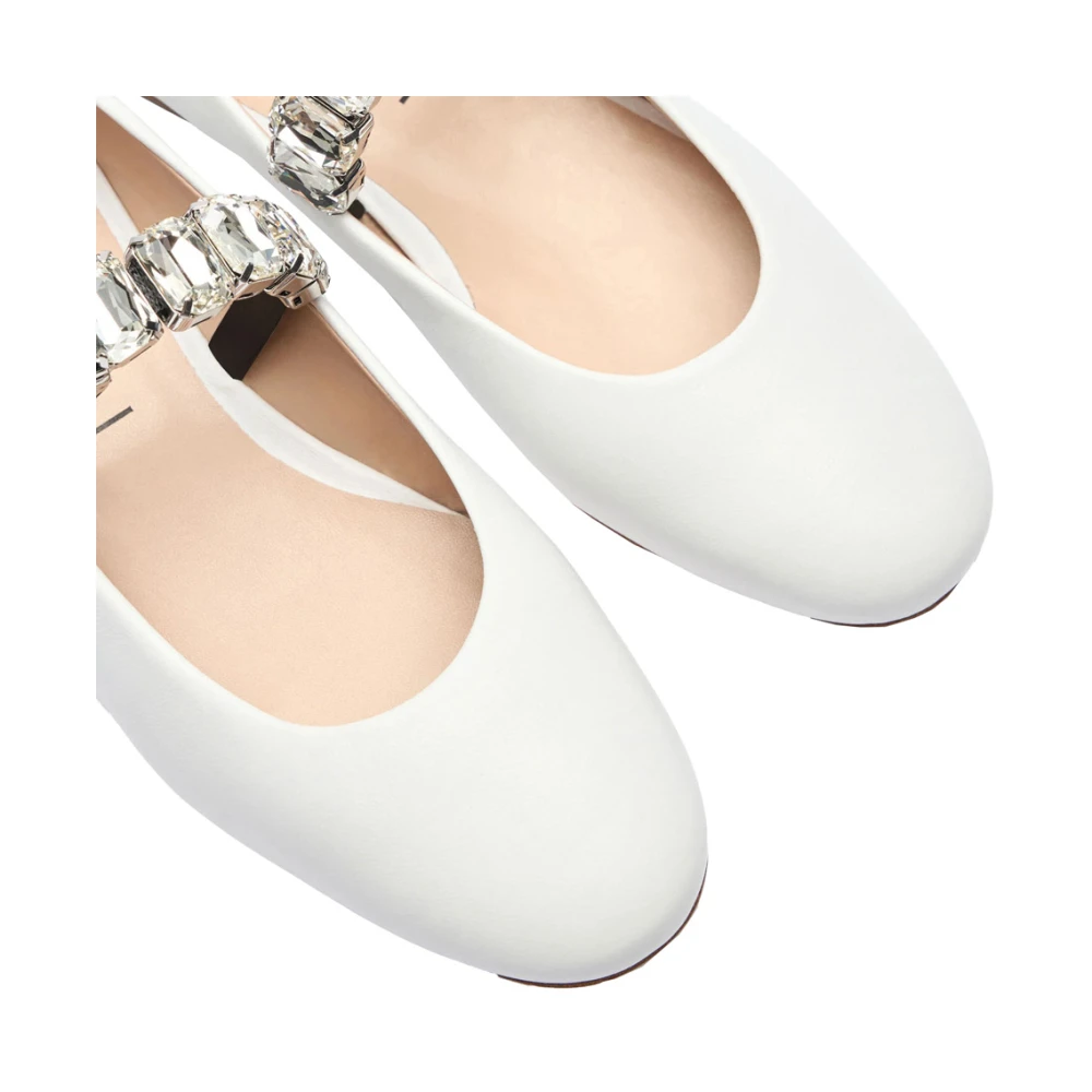 Casadei Witte Kristal Ballet Platte Lederen Vrouw White Dames