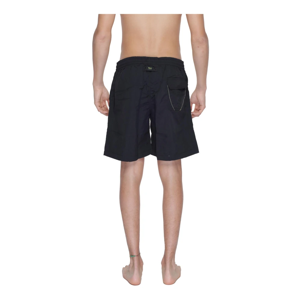 Blauer Stijlvolle bedrukte zwemshorts met zakken Black Heren