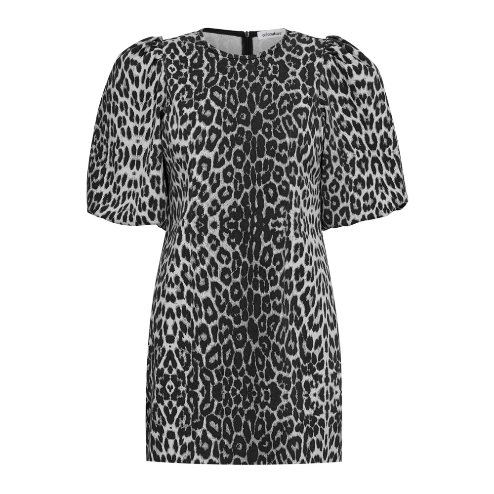 Co'Couture Luipaardprint Puff Jurk Donkergrijs Gray Dames