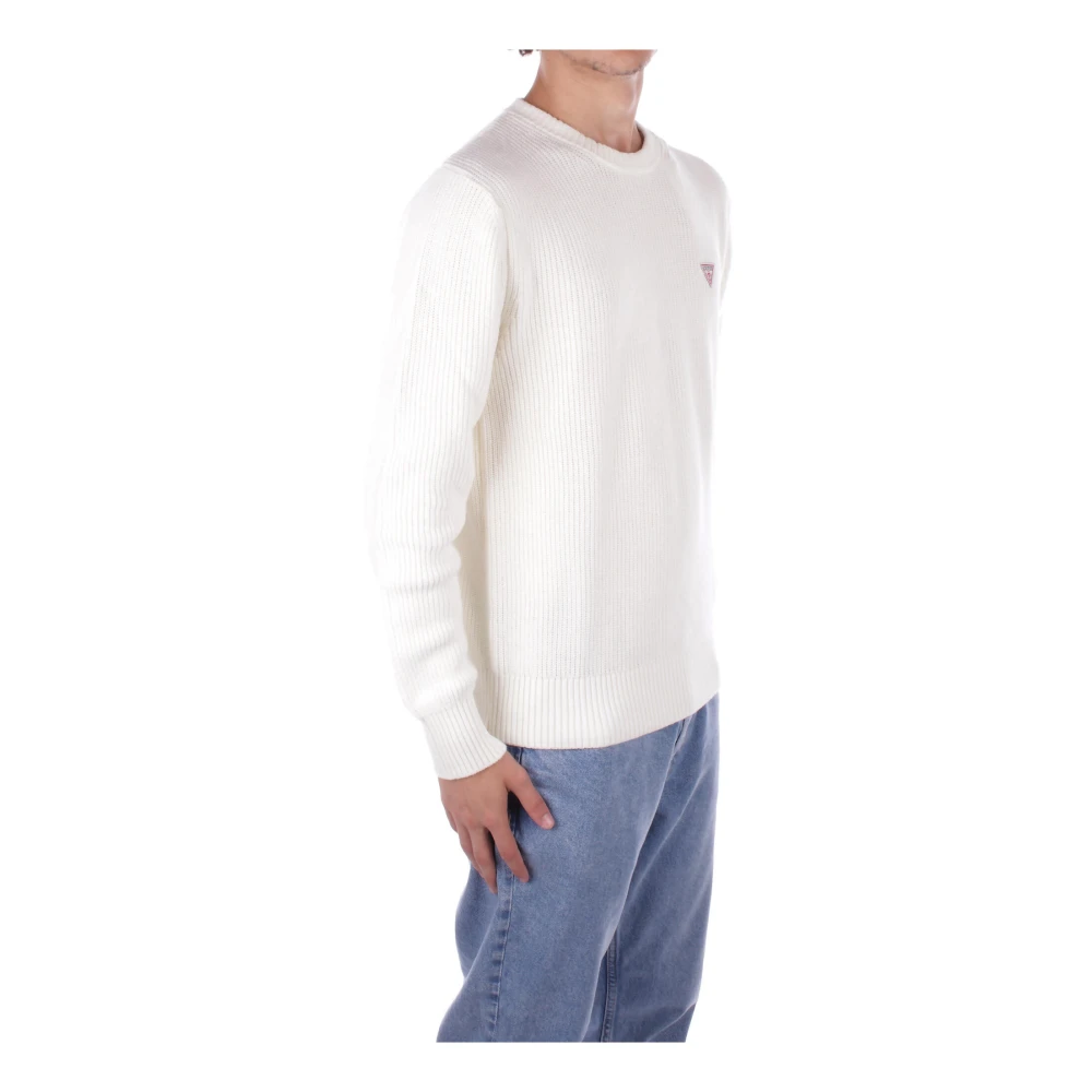 Guess Witte Logo Front Sweater White Heren