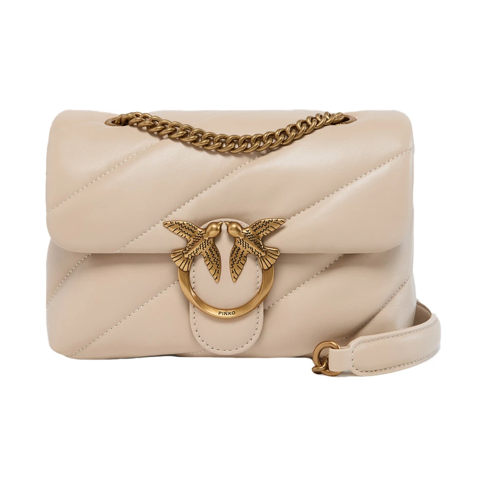 pinko Love Puff Mini Clutch in Sheeo Nappa Beige Dames