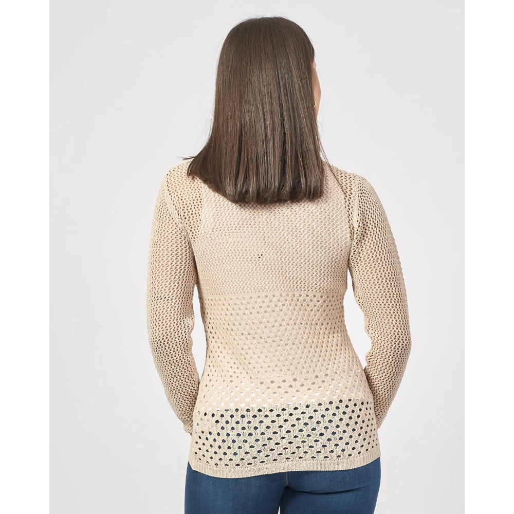 Fracomina Beige Sweater Regular Fit Lange Mouw Beige Dames