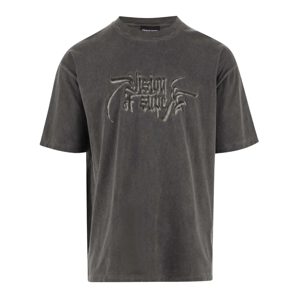 Vision OF Super Donkergrijs Stonewash Katoenen T-Shirt Gray Heren