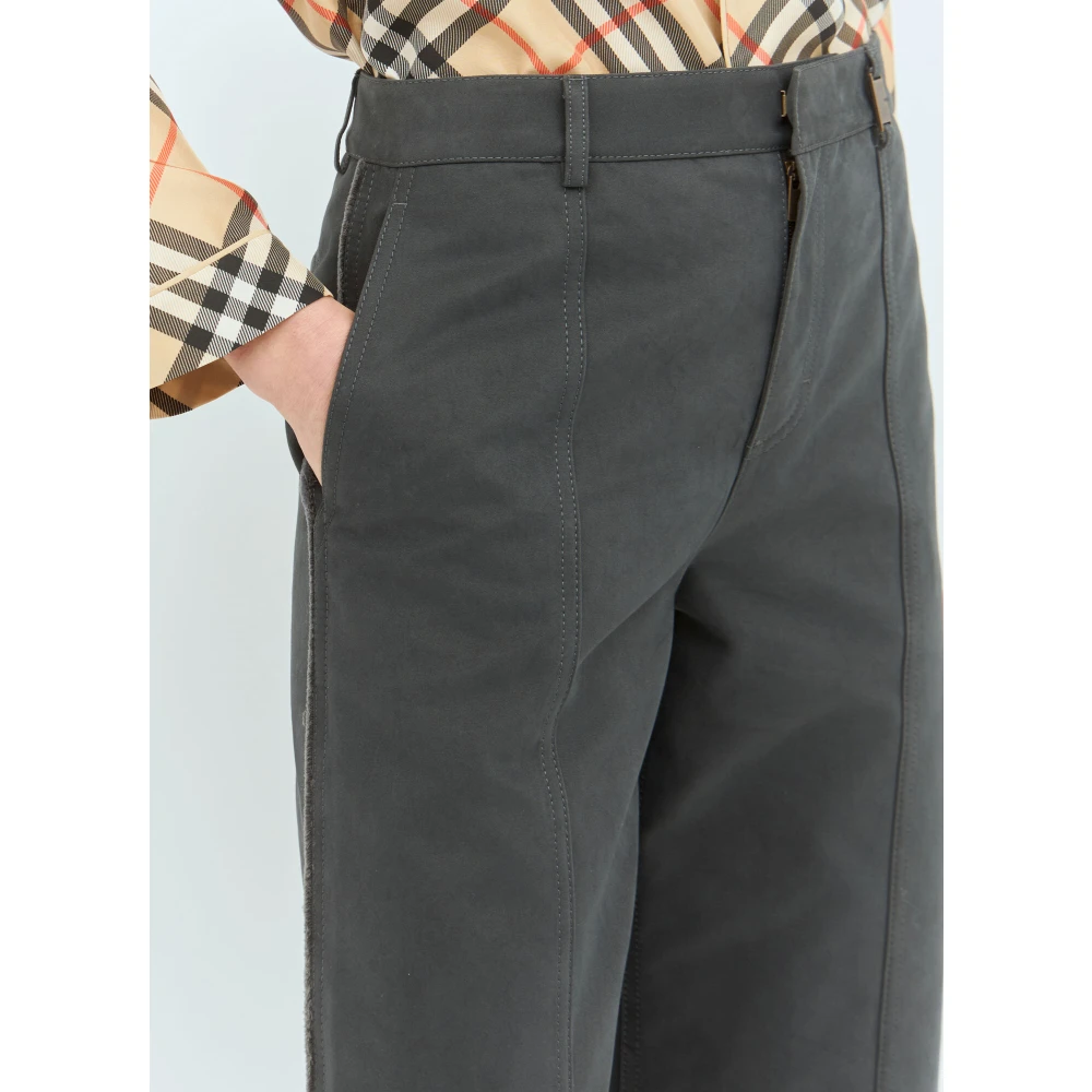 Burberry Geruite Manchet Broek Gray Dames