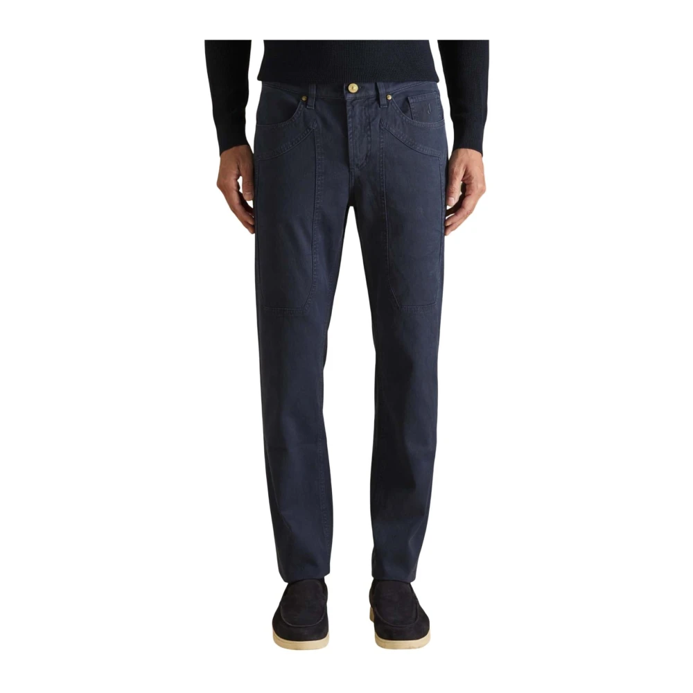 Jeckerson Men's Blue Zip And Button Fastening Trousers With Pockets - Slim-Fit Trousers - W29- Trousers
