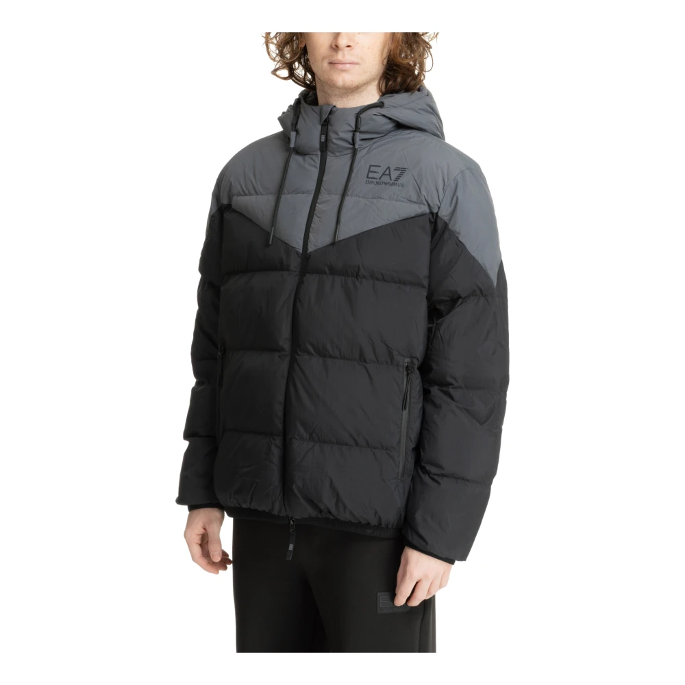 Emporio Armani EA7 Multikleur Trekkoord Rits Donsjas Black Heren