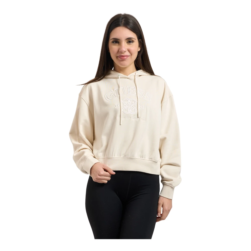 Guess Yayoi Hooded Sweatshirt - Female - Hoodies - Beige - L - Sweatshirts & Hoodies