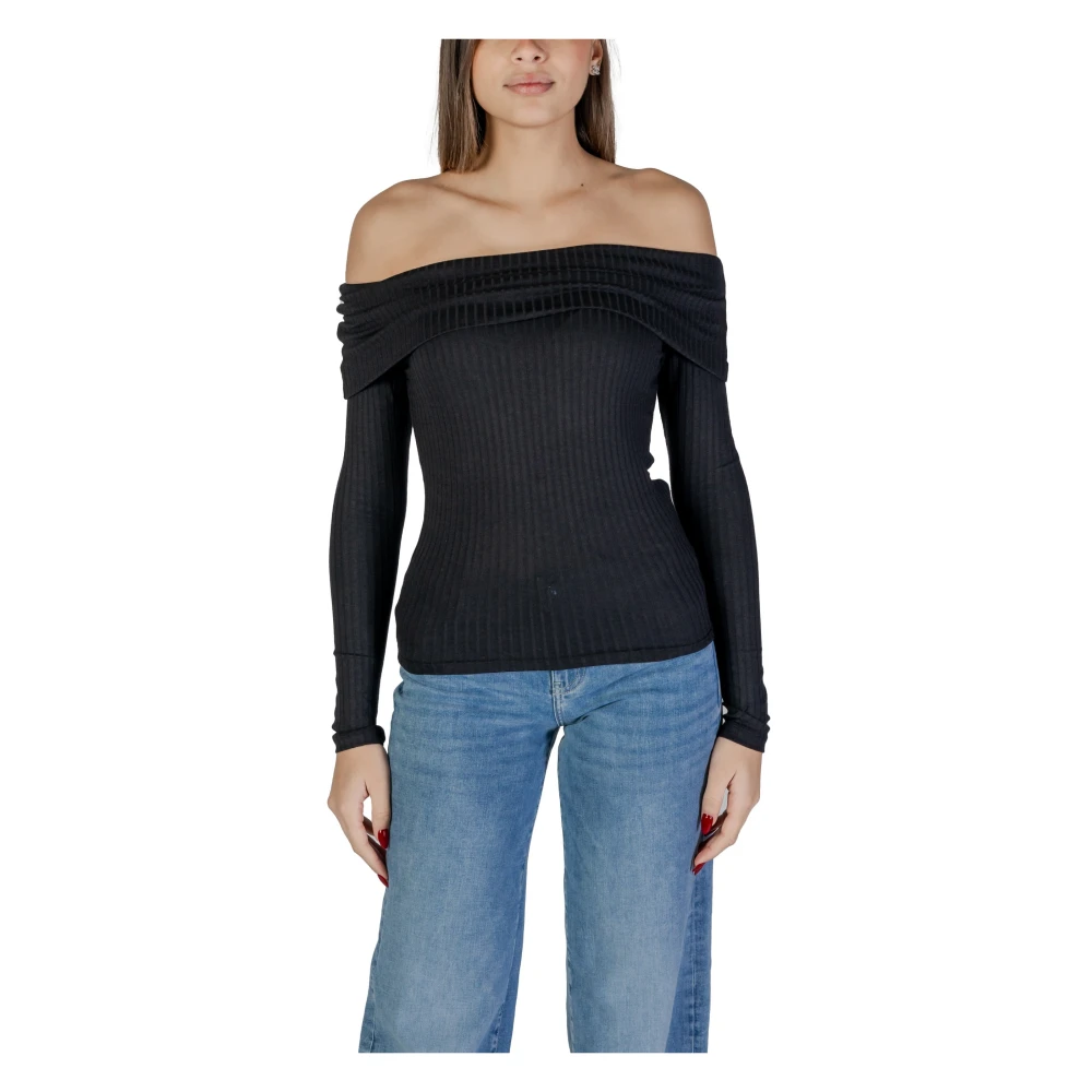 Jacqueline de Yong Zwarte Boothals Gebreide Top Black Dames