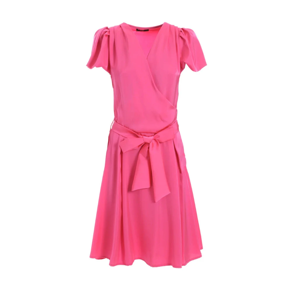 YES ZEE Gekruiste V-hals jurk met riem Pink Dames