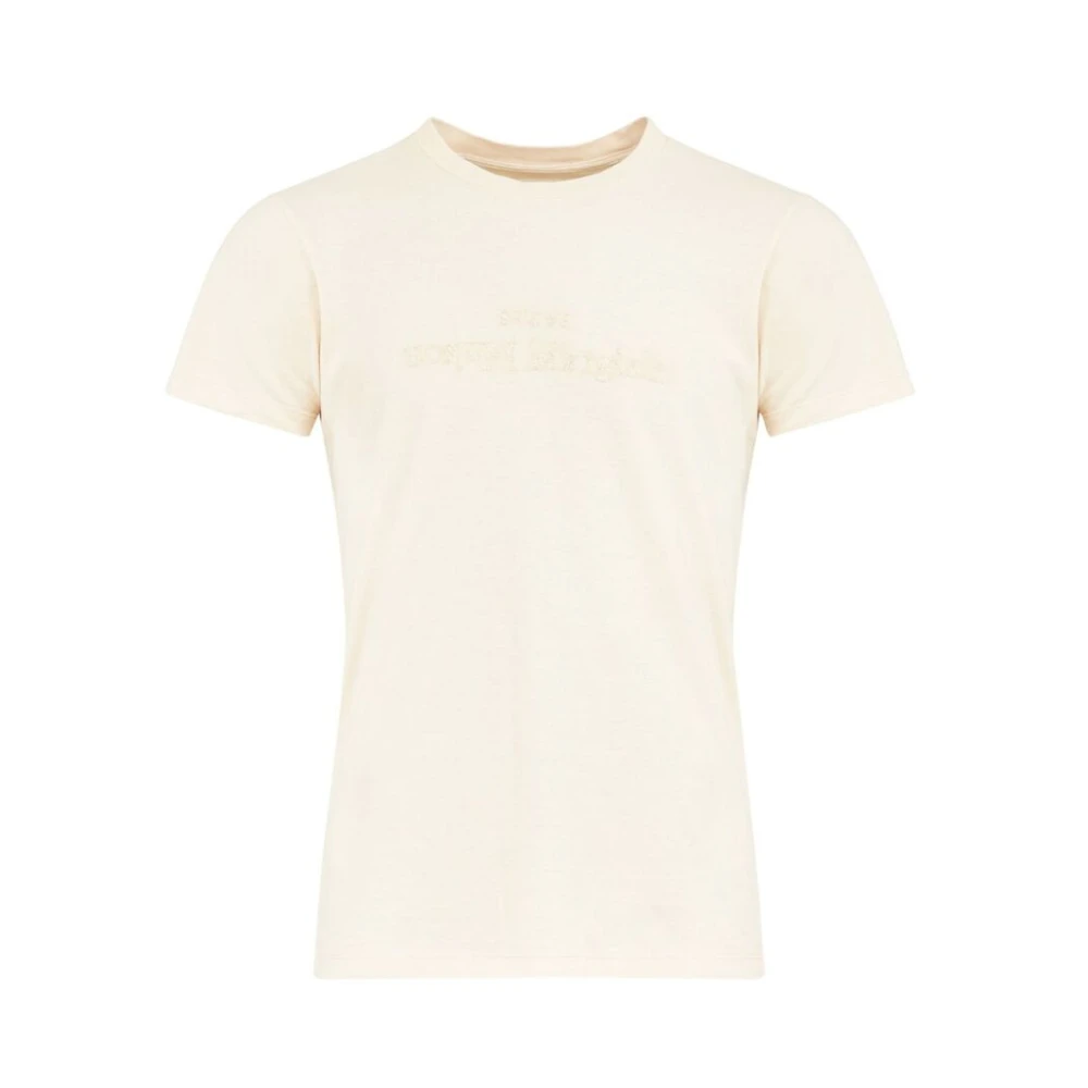 Maison Margiela Beige Katoen Logo Geborduurd T-shirt Beige Heren