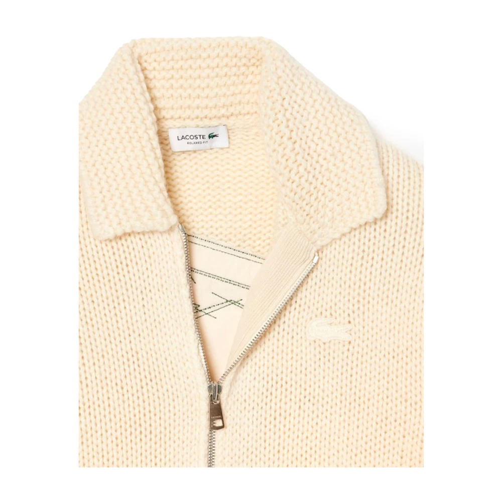 Lacoste Cardigan met sjaalkraag casual fit White Heren