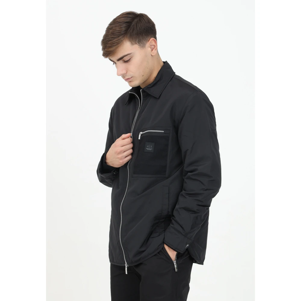 Armani Exchange Minimalistische Zwarte Gewatteerde Jas Black Heren