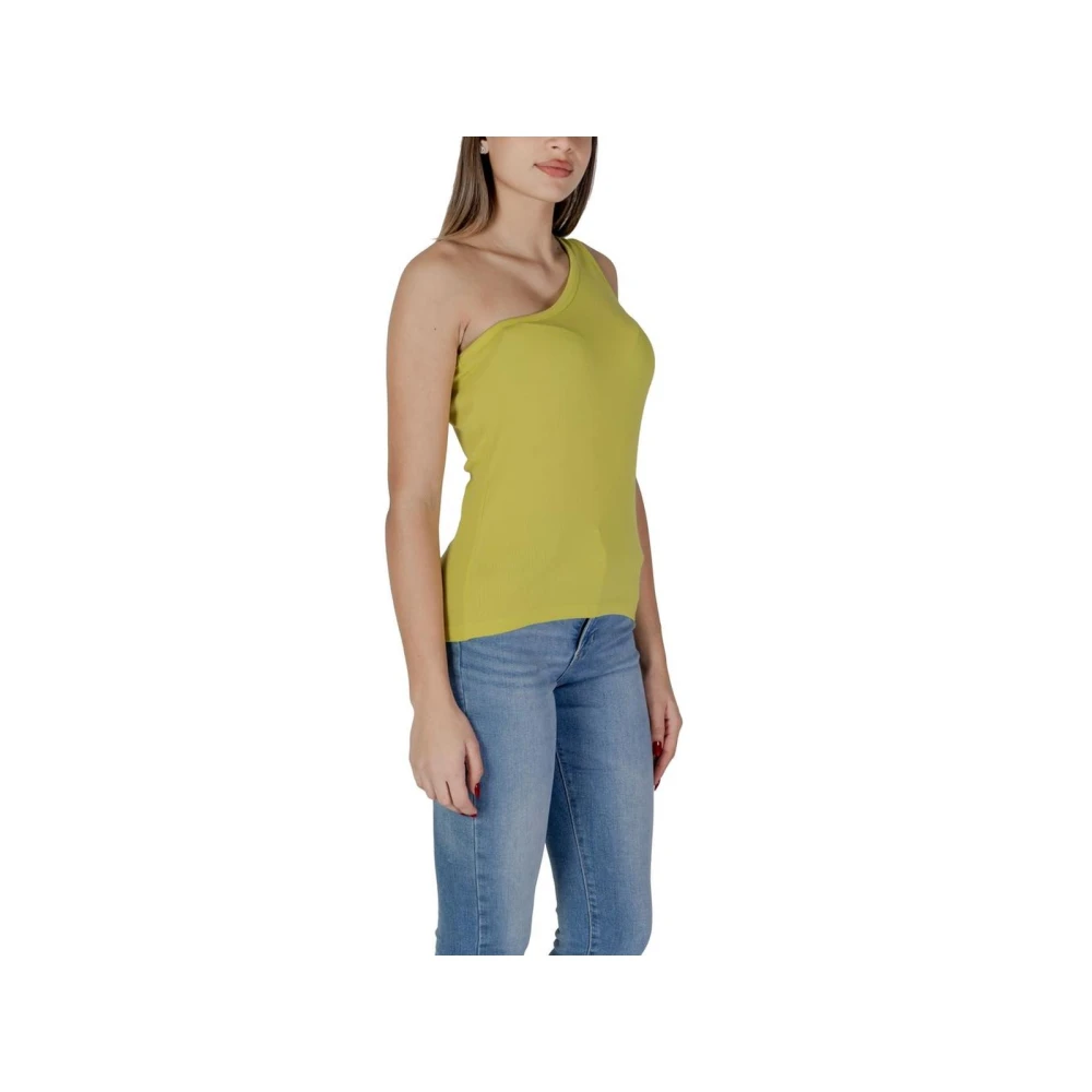 b.Young Gele Geribbelde Tanktop Yellow Dames