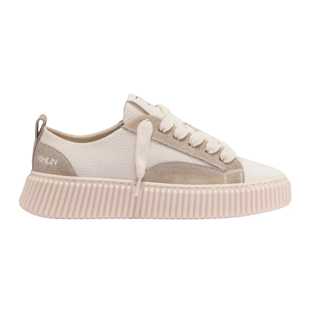 Rhun Lage suède-accent sneaker Heren Schoenen Beige