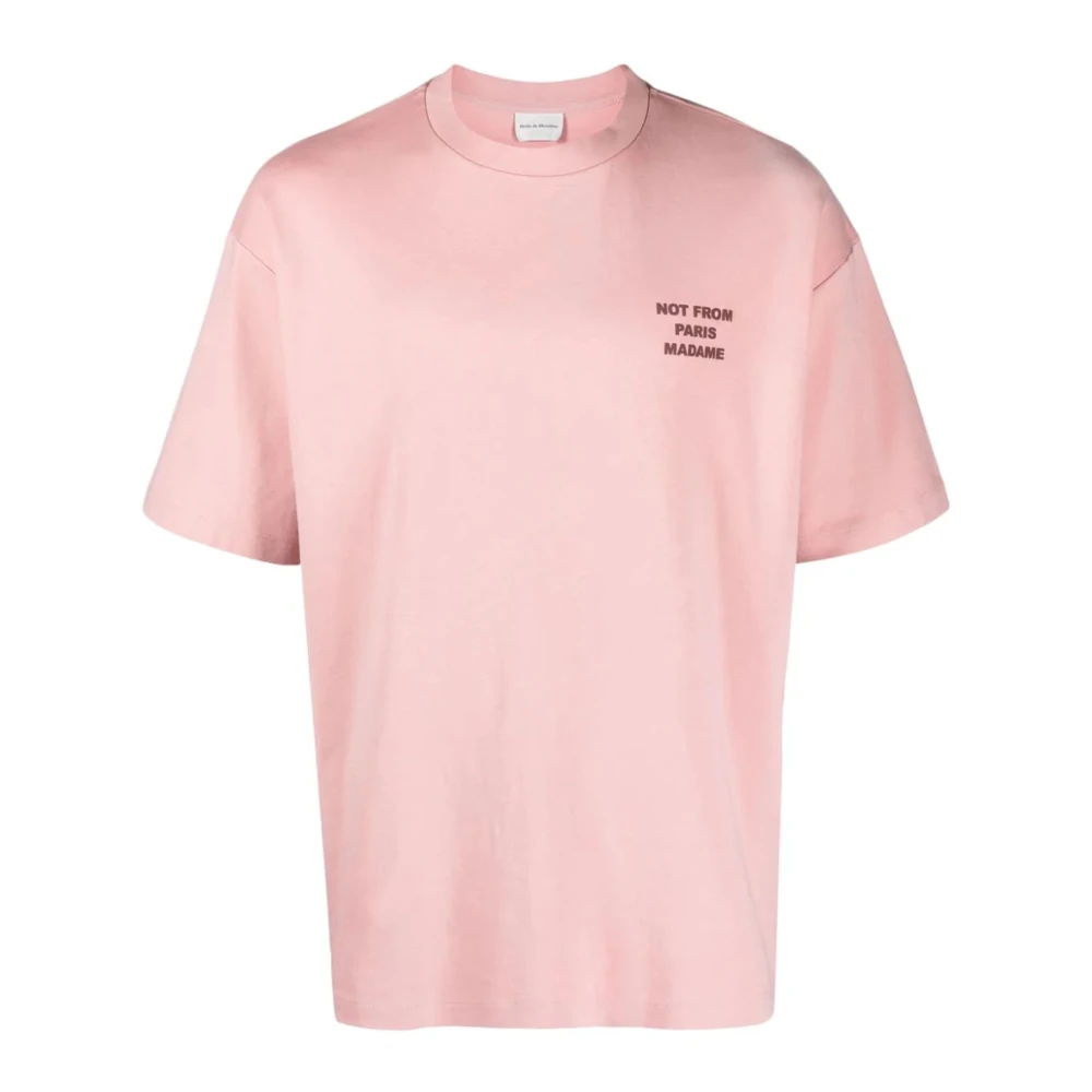 Drole de Monsieur Roze Katoenen T-shirt met Voor- en Achterkant Slogan Print Pink Heren