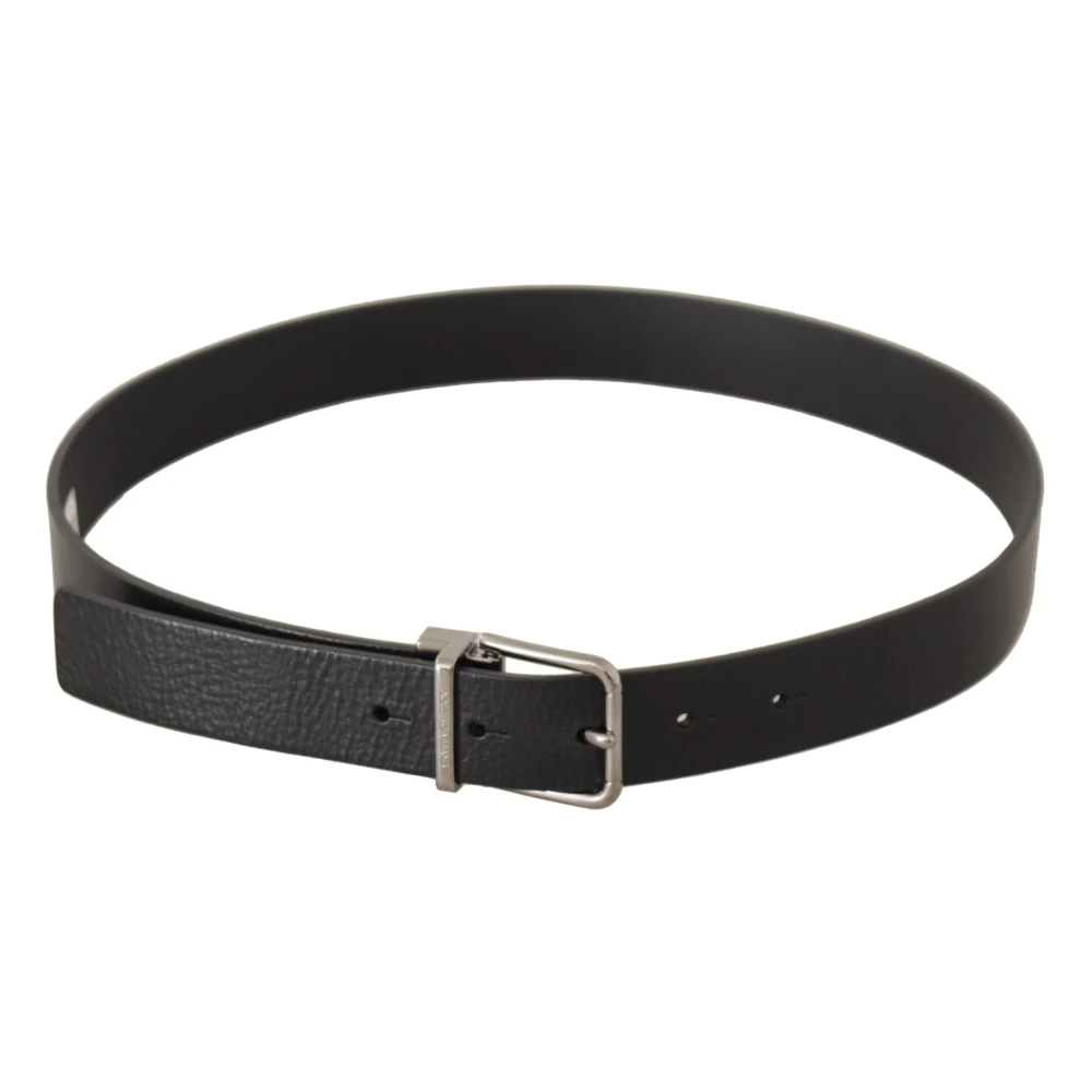 Dolce & Gabbana Elegante zwarte leren riem met metalen gesp Black Heren