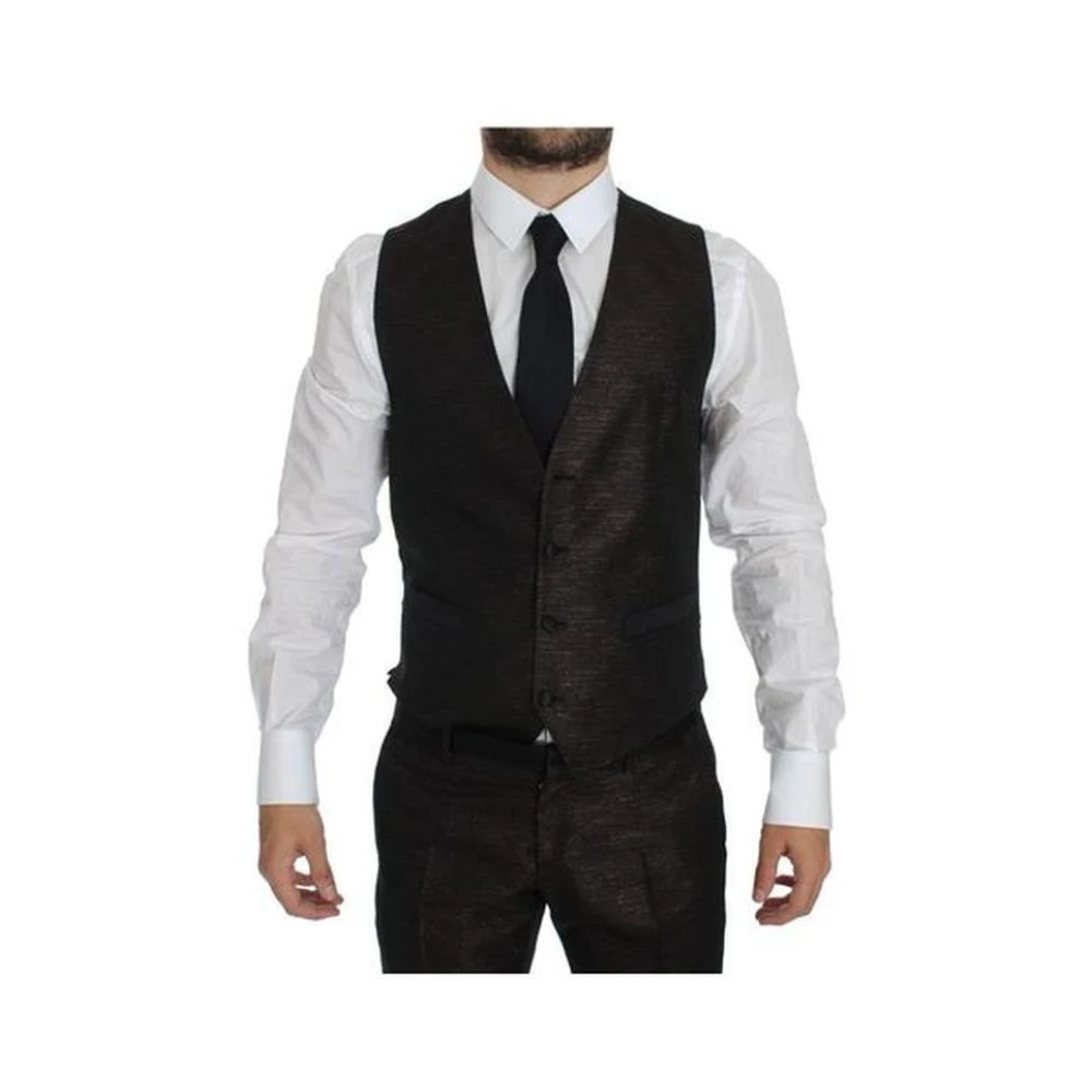 Dolce & Gabbana Elegant Bicolor Wool Suit Zwart Black Heren