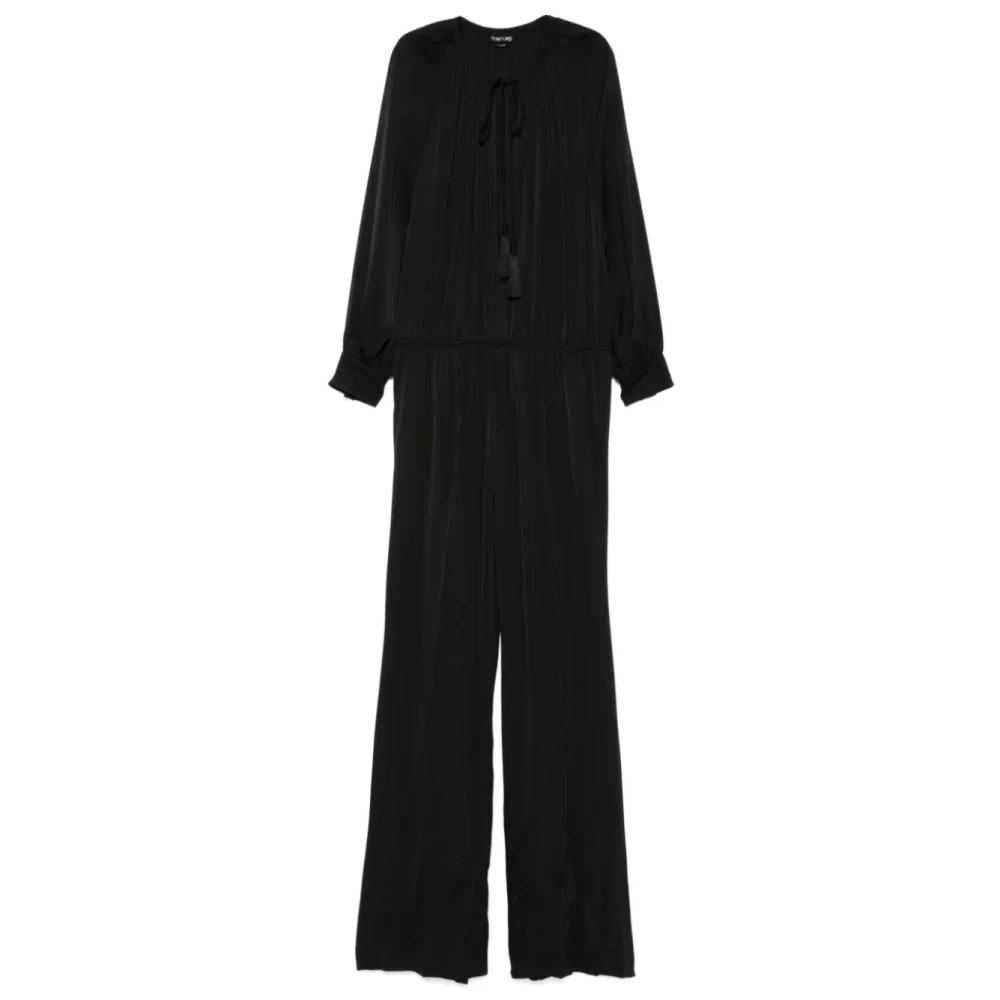Tom Ford Women's Black Silk Jumpsuit With Raglan Sleeves - Jumpsuits - S - Jumpsuits & Playsuits