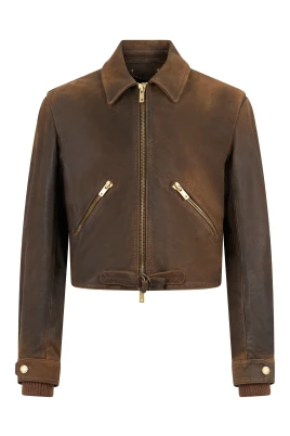 Cropped Läder Bikerjacka