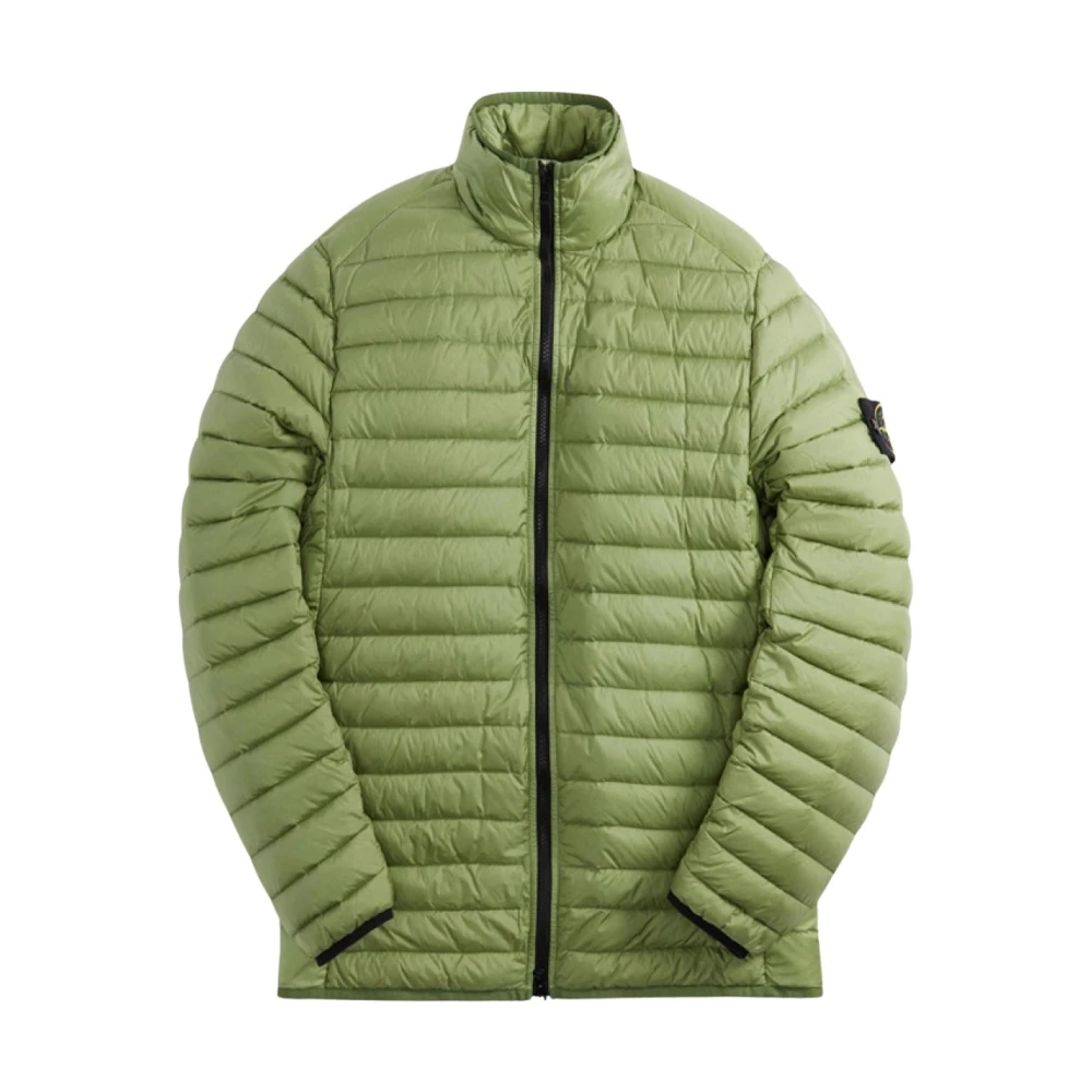 Stone Island Groene Gewatteerde Ritsjas Green Heren