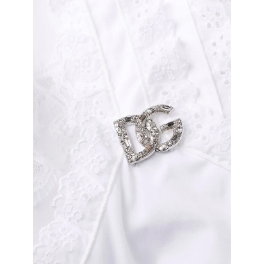Dolce & Gabbana Bloemen Ruffle Jurk White Dames