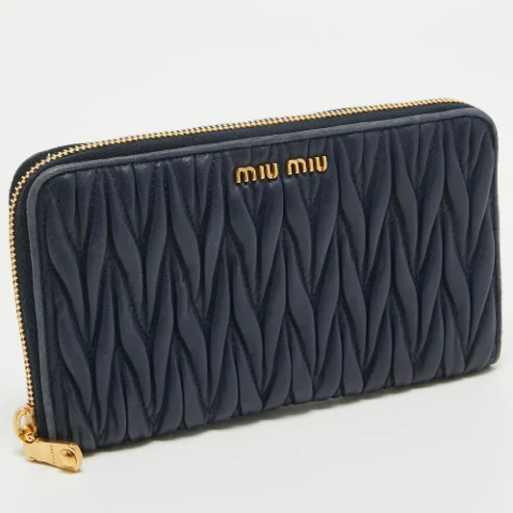 Miu Pre-owned Leather wallets Blue Dames