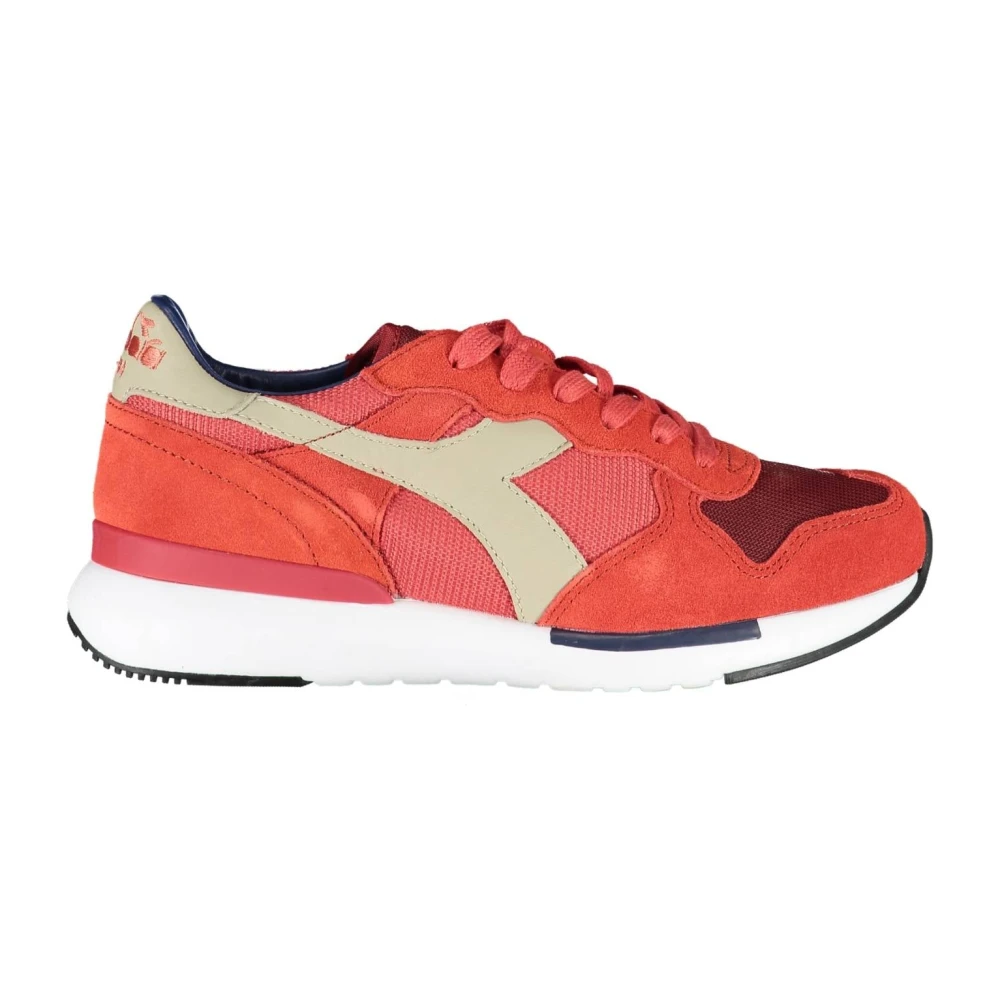 Diadora Women's Red Sporty Lace-Up Sneakers With Contrast Details