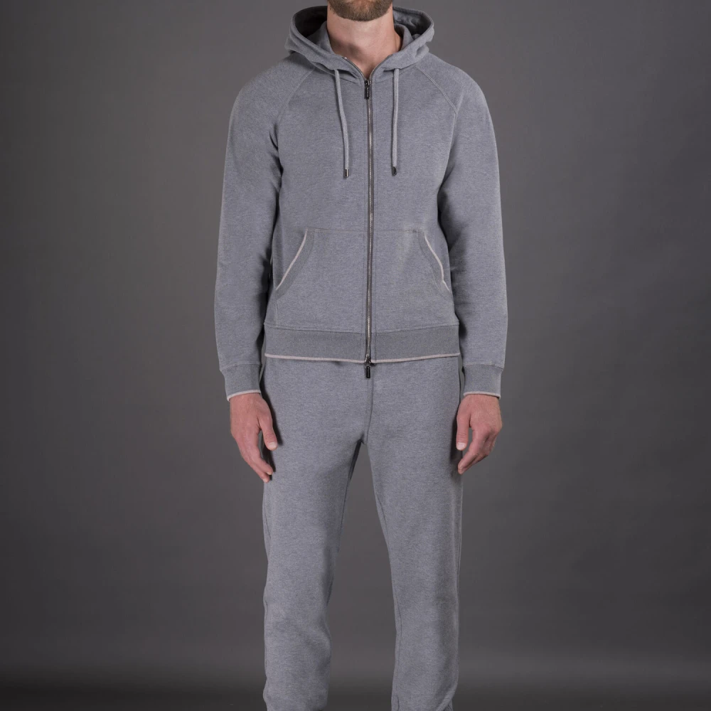 Moorer Tweekleurige Katoen Kasjmier Jumpsuit Gray Heren