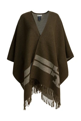 Poncho i ullblandning med logotryck