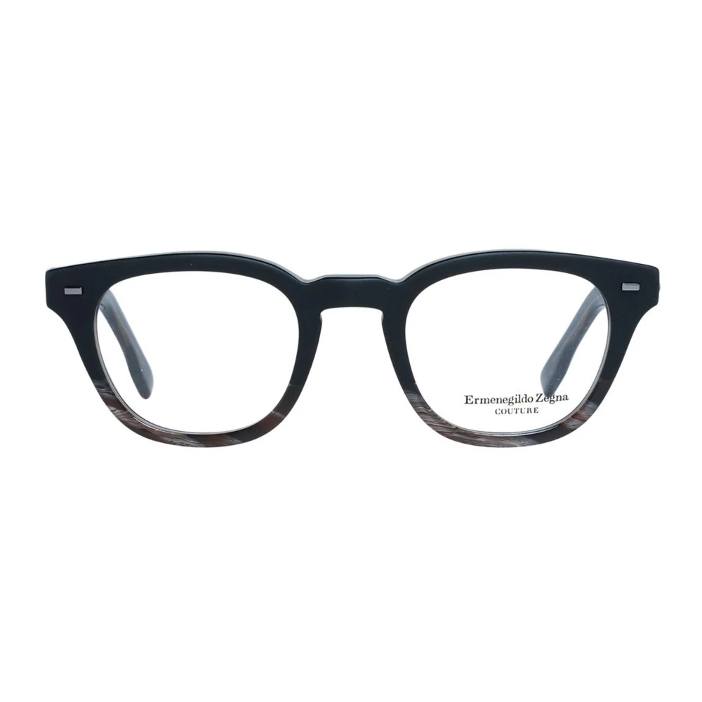 Ermenegildo Zegna Zwarte Trapezium Optische Monturen met Veerscharnier Multicolor Heren