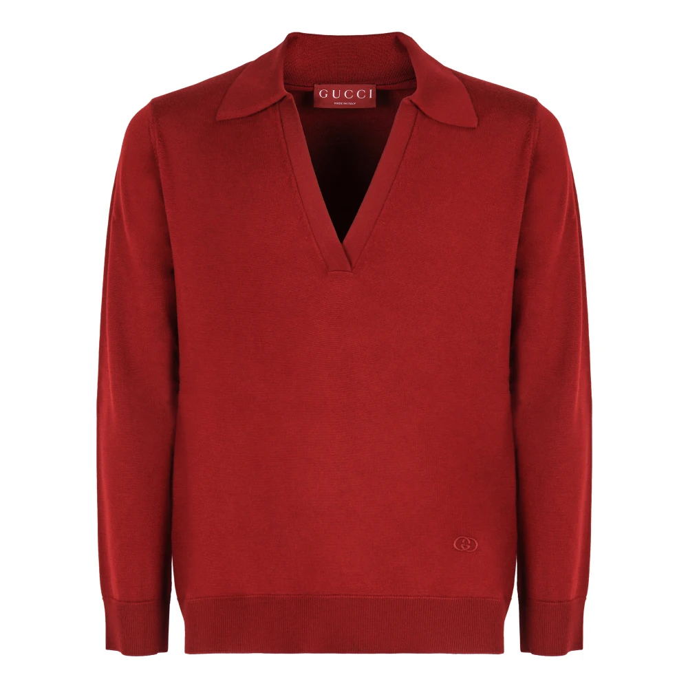 Gucci Women's Red Wool V-Neck Jumper - V-Neck Knitwear - Xs - Knitwear