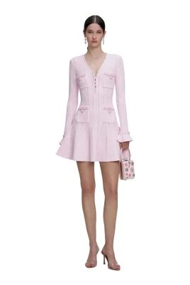 Pearl Trim Knit Mini Dress
