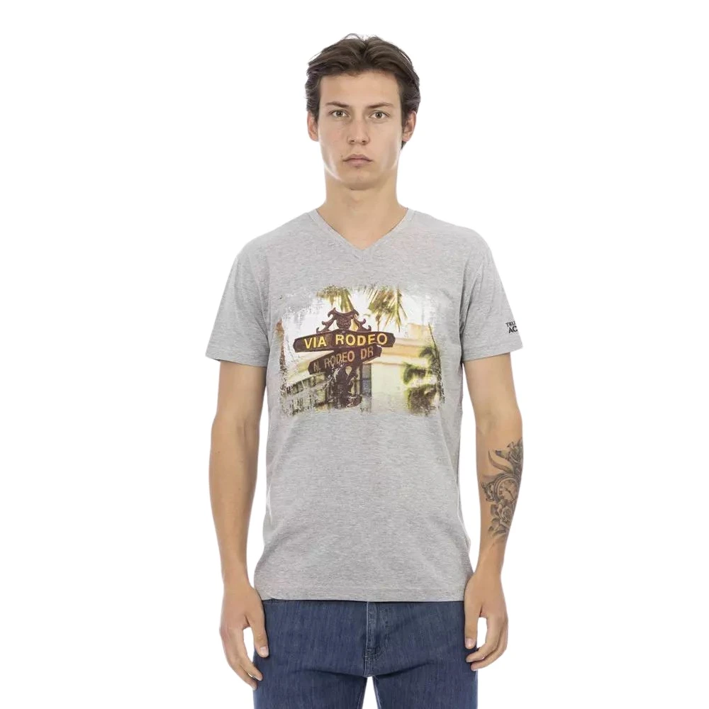 Trussardi Men's Gray T-Shirts, 3XL, Essential V-Neck Tee