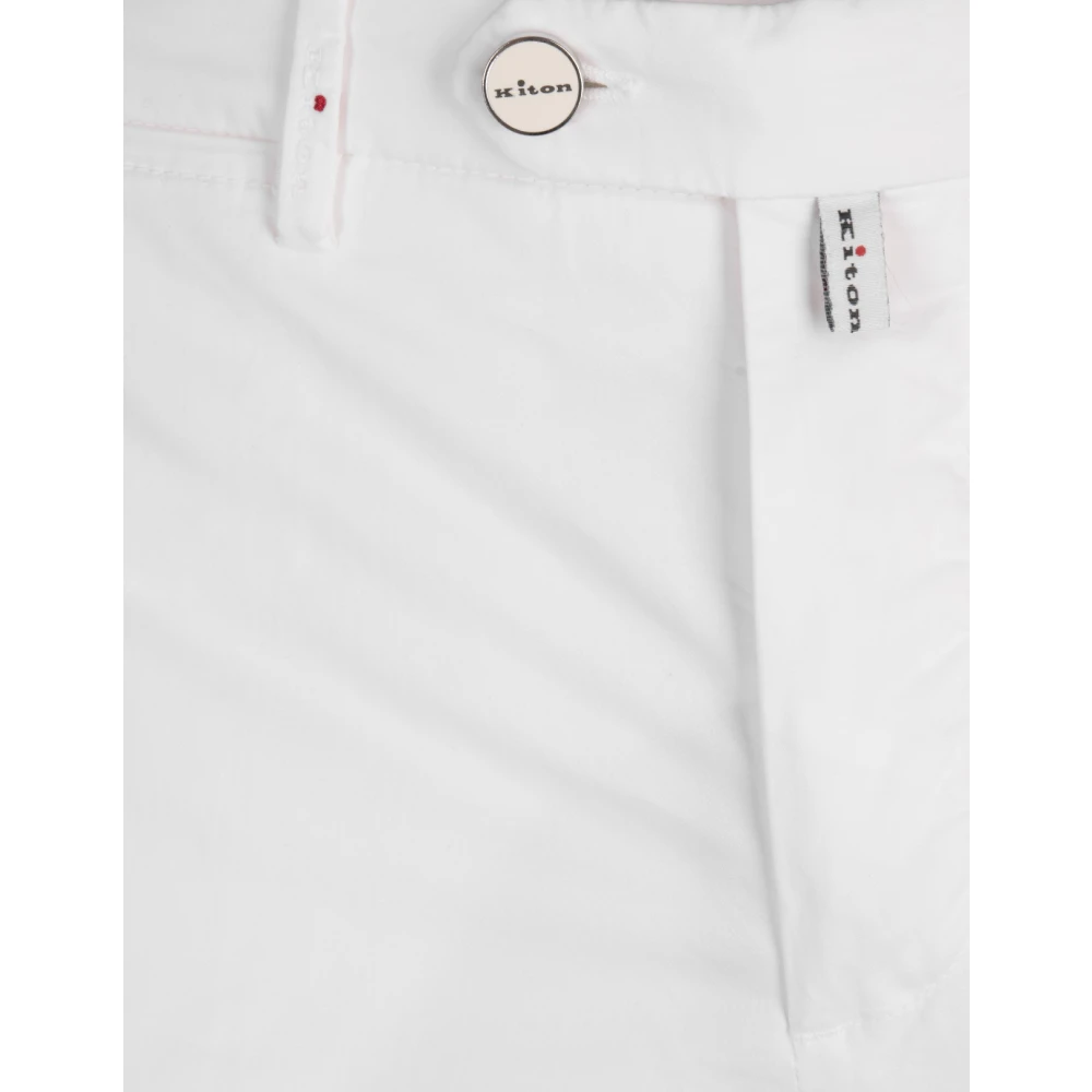 Kiton Witte Katoen Elastaan Blend Broek White Heren
